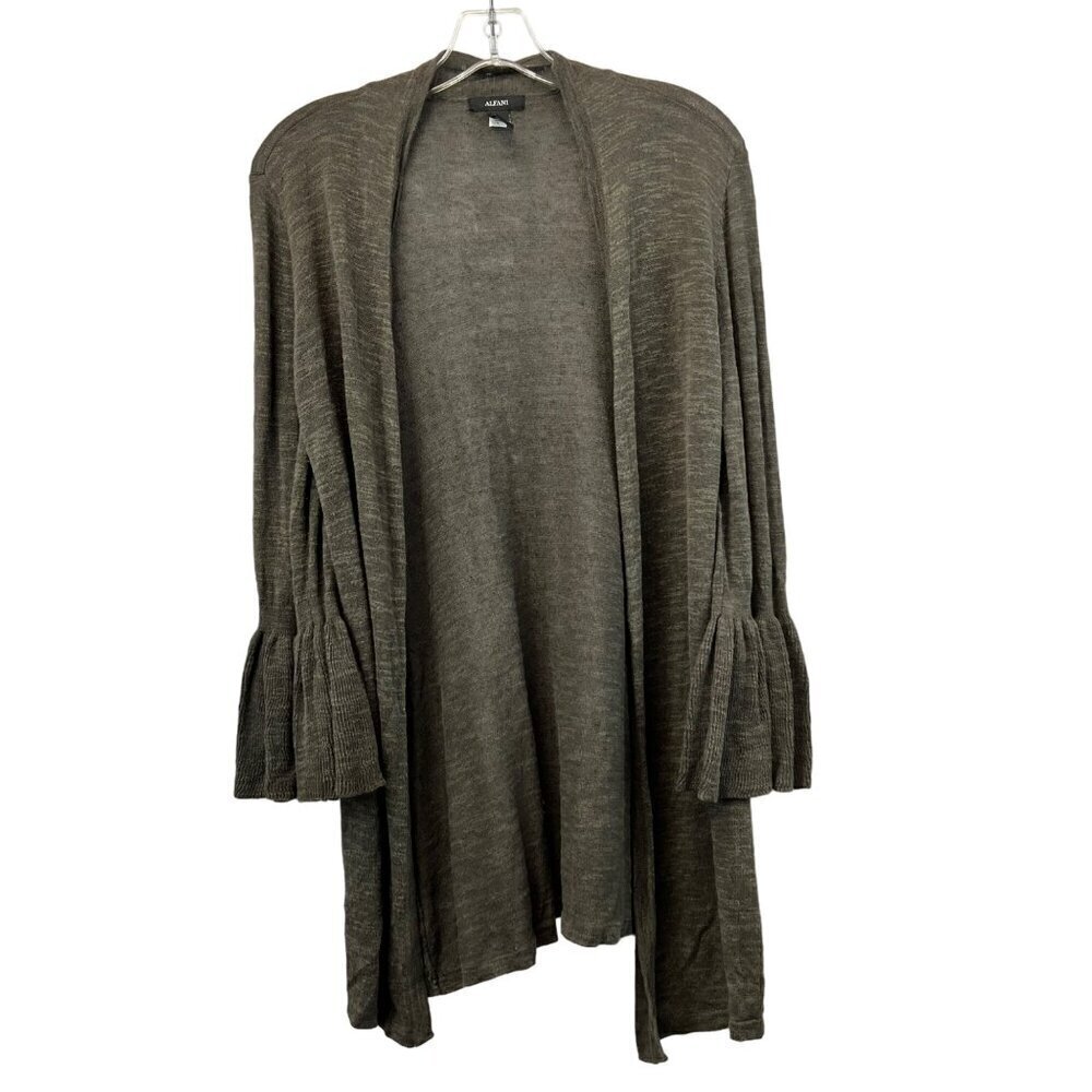 Alfani Womens Long Bell Sleeve Open Front Lightweight Cardigan Dark Green S
